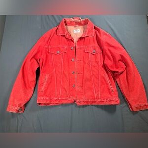 Armani Jeans Vintage Red Denim Jacket O0046